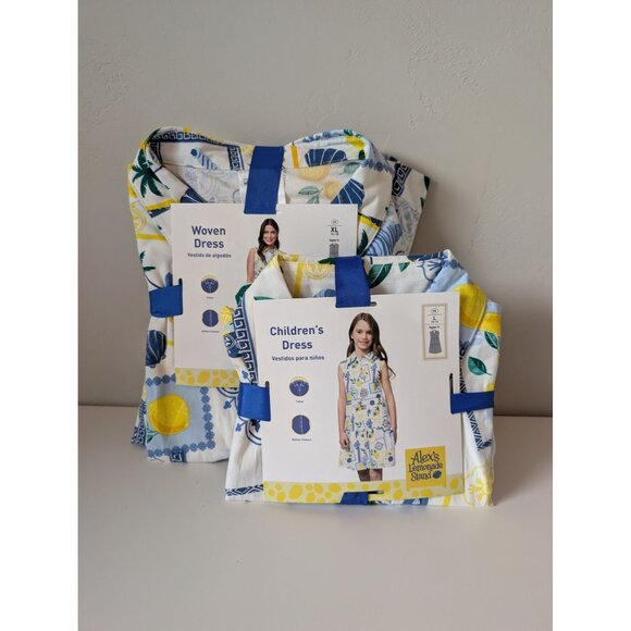 Mommy and Me Matching Dresses Women XL & Girls Large (10-12) In Lemon/Floral Pri - Picture 1 of 5